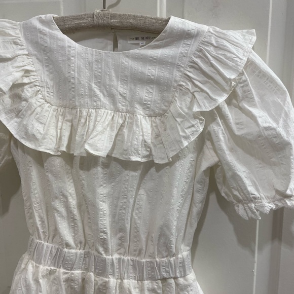 Free The Roses white tiered ruffle prairie cottagecore dress XS - Picture 6 of 8